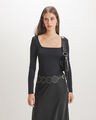 Playera Escote Cuadrado,NEGRO