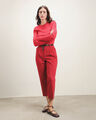 Pantalón Cropped Beige,ROJO