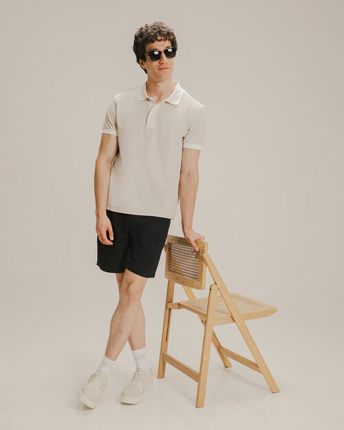 Polo Manga Corta Beige