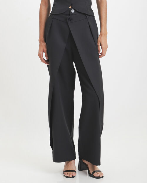 Pantal&oacute;n Negro Doble Pretina