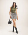 Short Falda Con Hebillas,GRIS