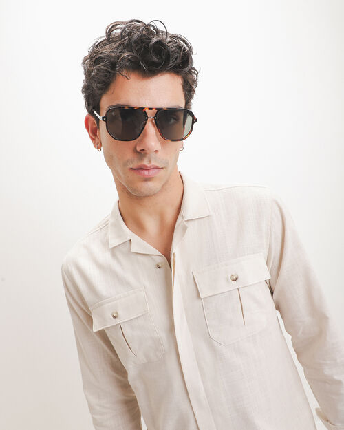 Camisa Beige Bolsillos
