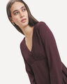 Blusa Beige Smock,ROJO VINO