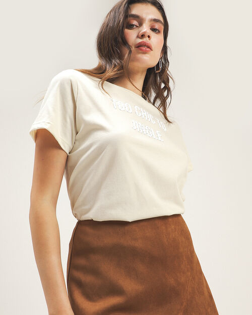 Playera Beige Estampada