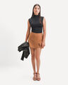 Short Falda Caf&eacute;,CARAMELO