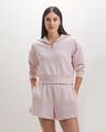 Sudadera Half Zipper,ROSA PALIDO