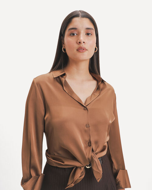 Camisa Satinada Caf&eacute;
