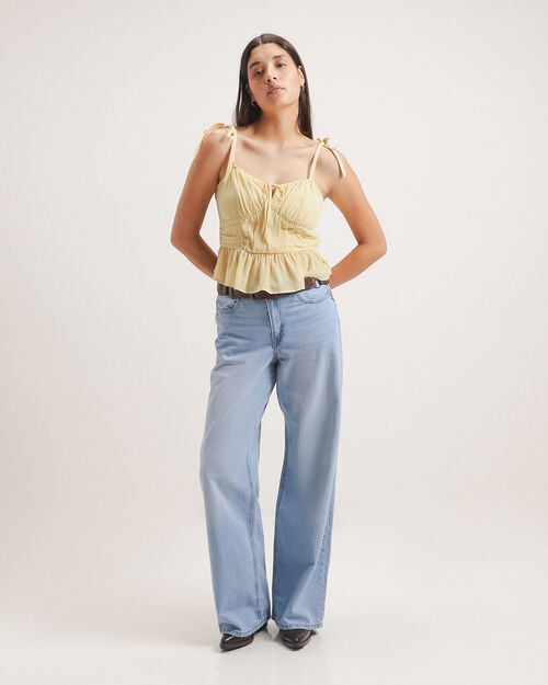 Jeans Fit Wide Leg Azul