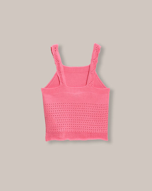 Top De Punto Crochet Rosa