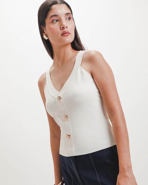 Top Blanco Botones