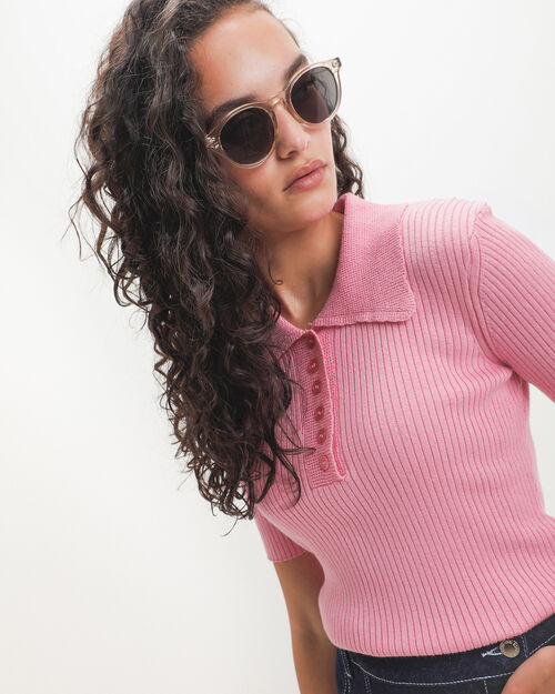 Polo Rosa Tejida
