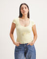 Top Tejido Manga Corta,AMARILLO CLARO