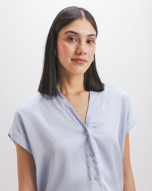 Camisa Satinada Azul