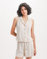 Camisa Beige Lino,BEIGE