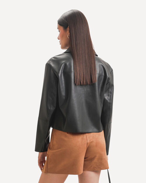 Chamarra Cropped Negra