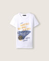 Playera Estampada Azul,BLANCO