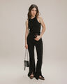 Pantalón Flare Aberturas,NEGRO
