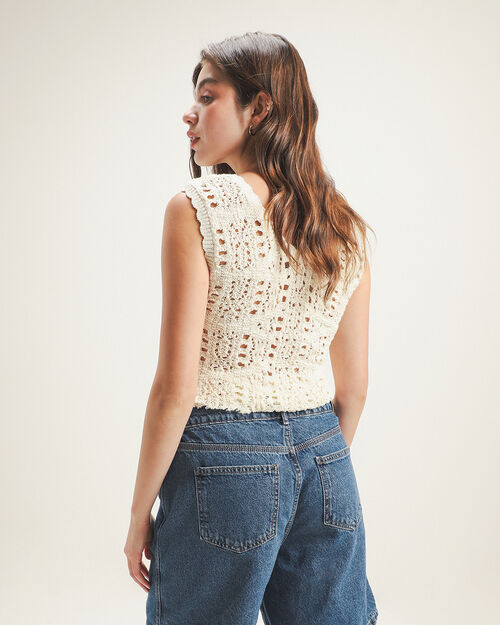 Top Beige Crochet