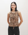 Blusa Animal Print,CAFE