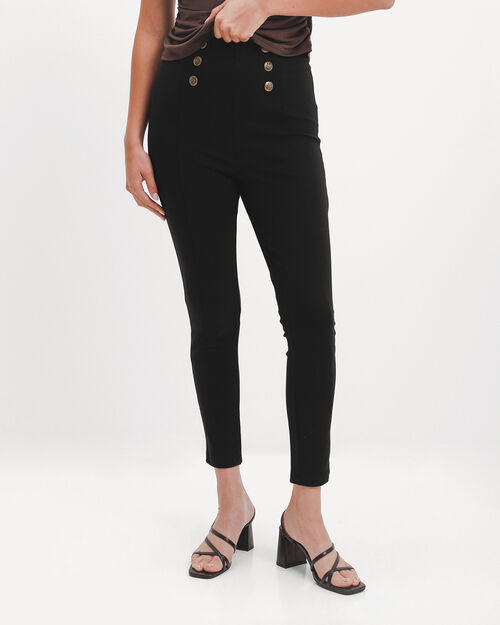 Leggings Negro Botones