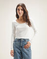 Crop Top Negro Manga Larga,BLANCO HUESO