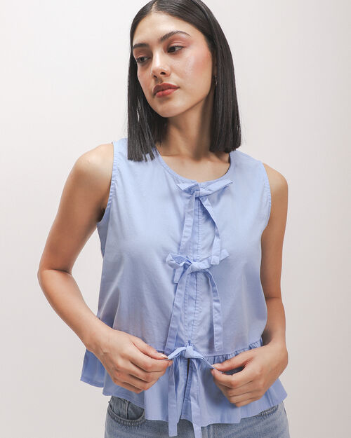 Blusa Azul Lazos