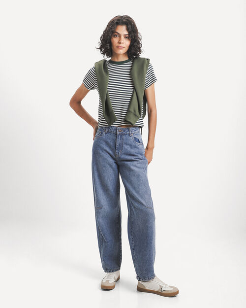 Jeans Barrel Baggy Azul