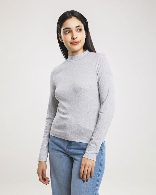 Playera Gris Cuello Alto