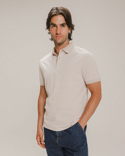 Polo Rayas Beige