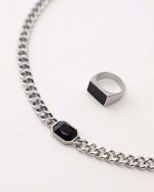 Set Collar Y Anillo Plateado