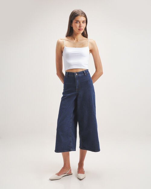 Jeans Fit Culotte Azul