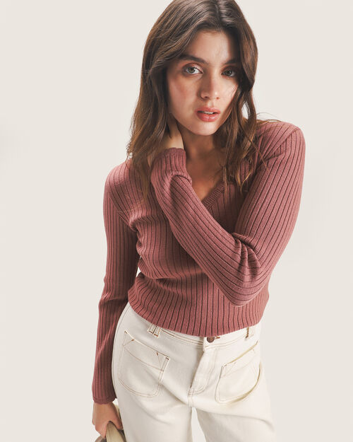 Top Rosa Manga Larga