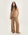 Pantalón Gris Wide Leg,CREMA