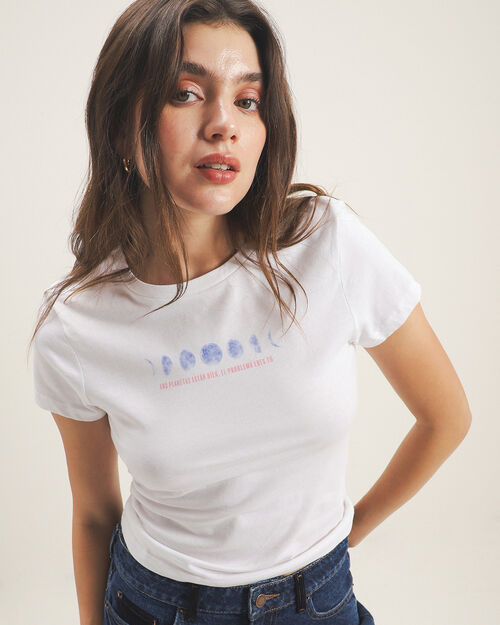 Playera Blanca Estampada