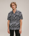 Camisa Satinada Estampada,NEGRO P3