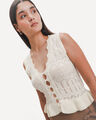 Chaleco Tejido Eyelet,CREMA
