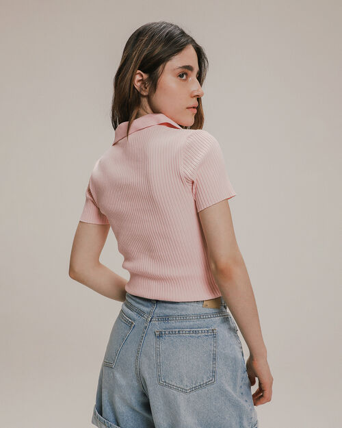 Polo Manga Corta Rosa