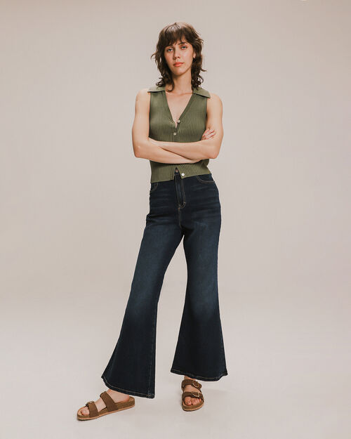 Jeans Fit Flare Azul Marino