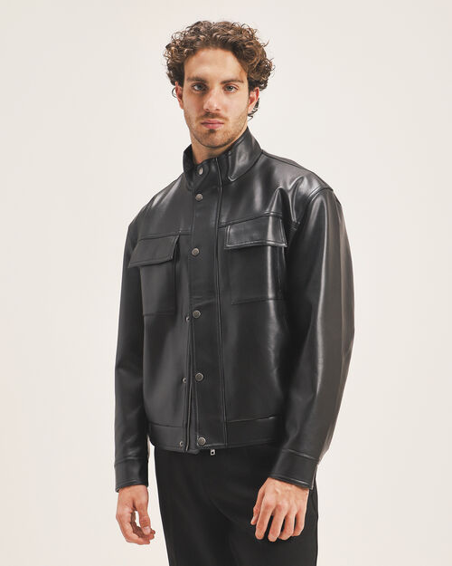 Chamarra Negra Efecto Piel