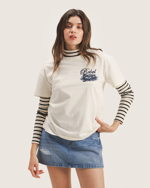 Playera Beige Estampada