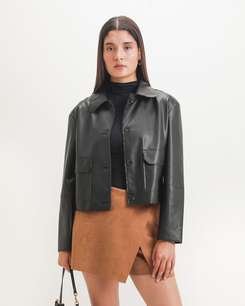 Chamarra Cropped Negra