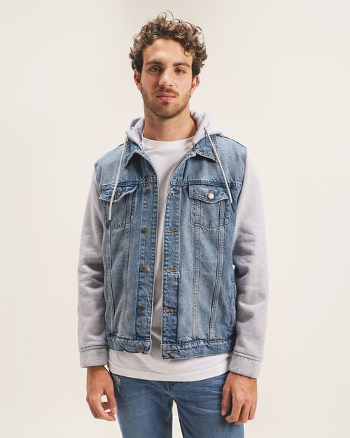 Chamarra Azul Con Hoodie