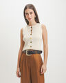 Chaleco Beige Botones,CREMA