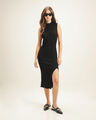 Vestido De Punto Beige,NEGRO