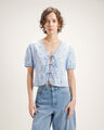 Blusa  Azul Lazo Eyelet,AZUL CIELO