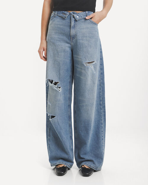 Jeans Wide Leg Destrucciones