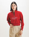 Sudadera Cropped Rayas,ROJO