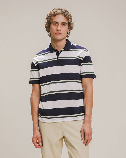 Polo Relaxed Azul Rayas