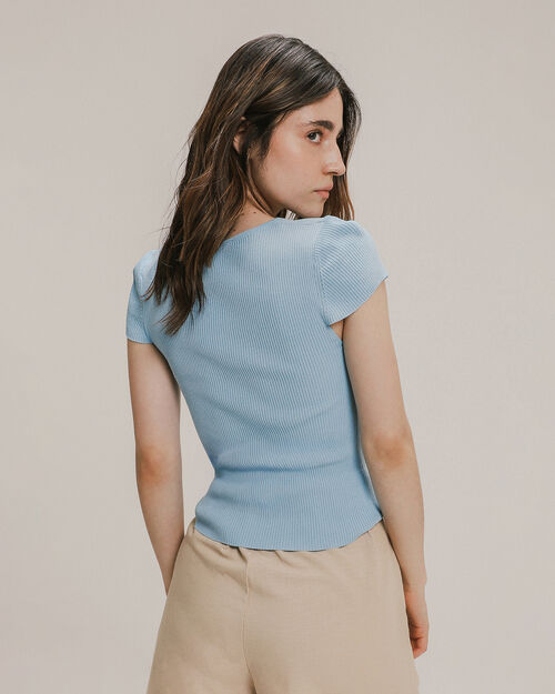 Top Manga Corta Azul