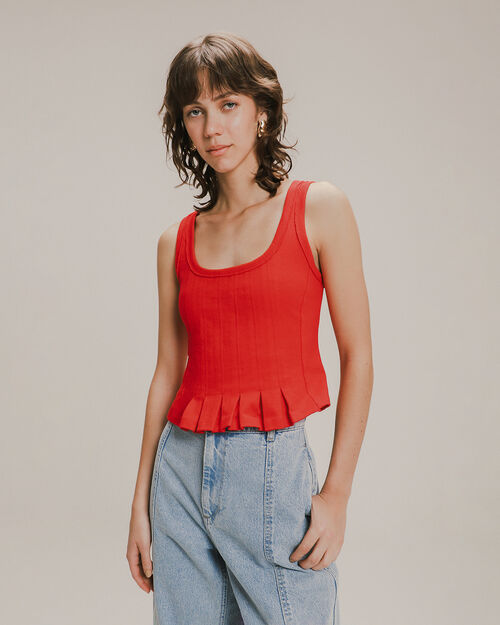 Top Peplum Rojo